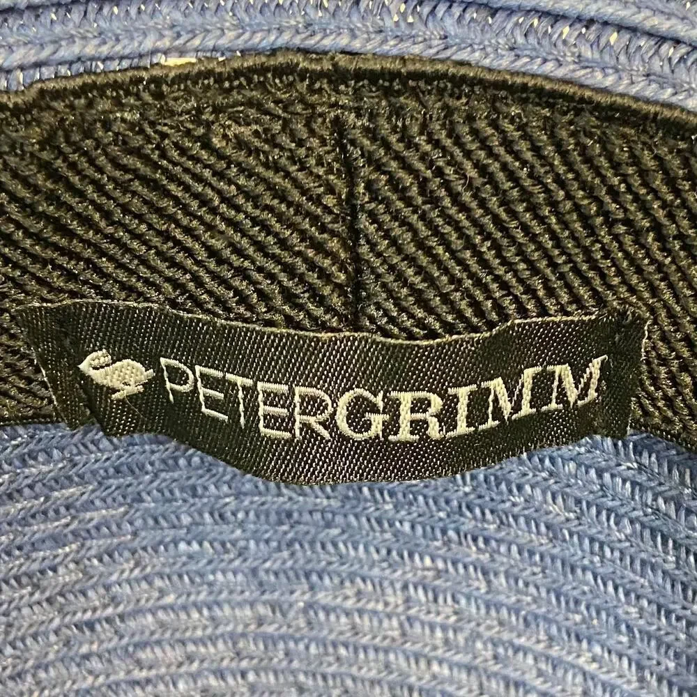 PETER GRIMM Women's Sun Hat Sz OS Blue Summer Nautical Cruise Ship Cabana Beachy